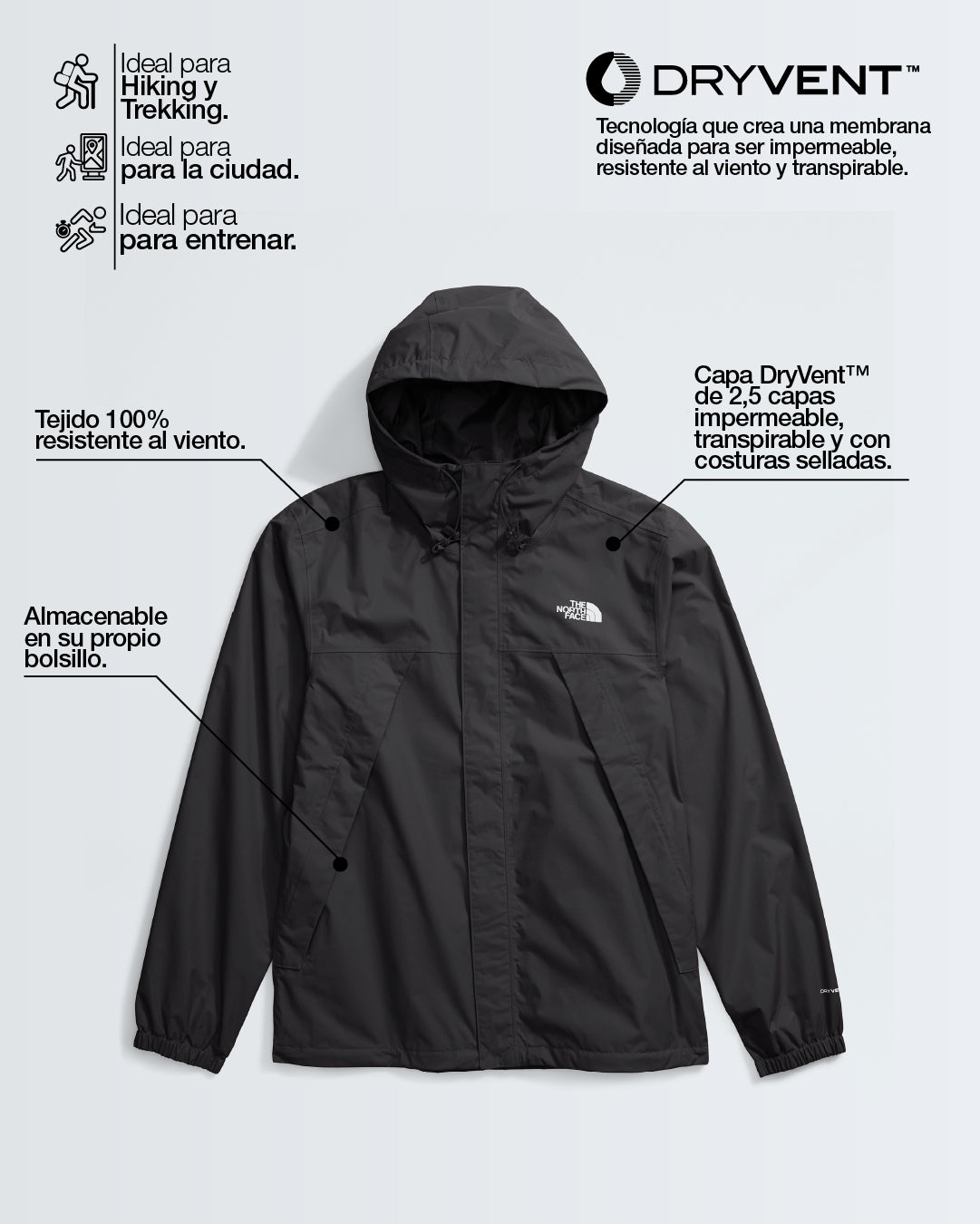 Chaqueta Impermeable Antora Jacket Azul Hombre The North Face - imagen 7