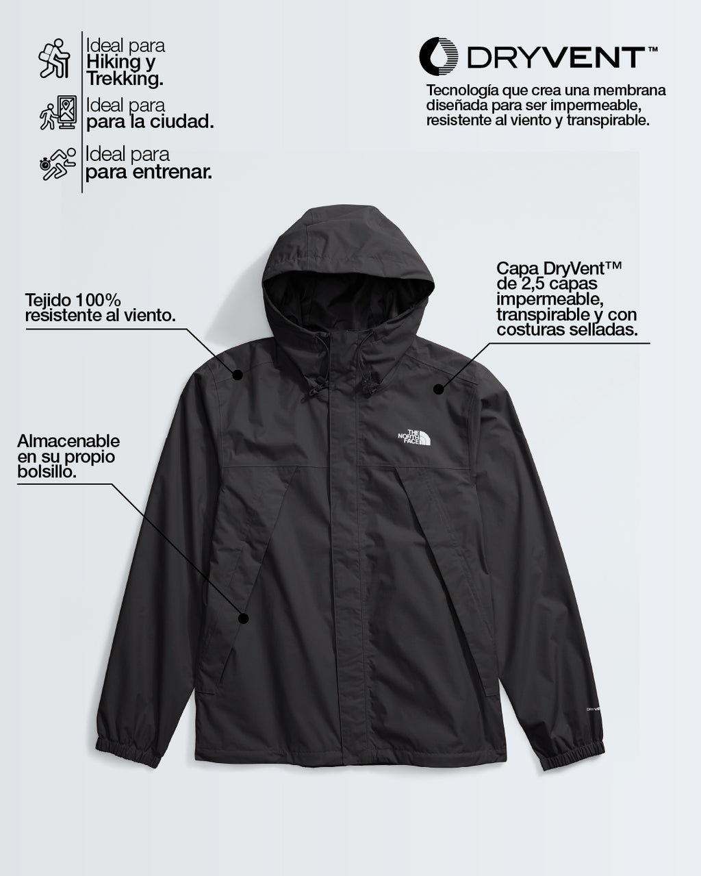 Chaqueta Antora Impermeable Morada Mujer The North Face - imagen 6