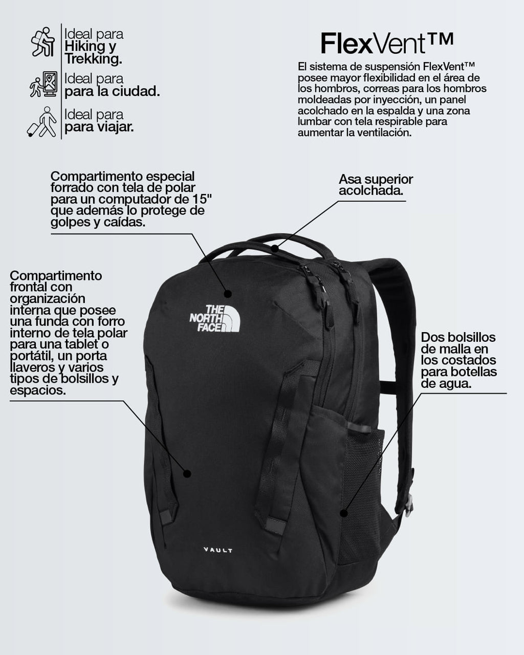 Morral Vault Negro Mujer The North Face - imagen 8