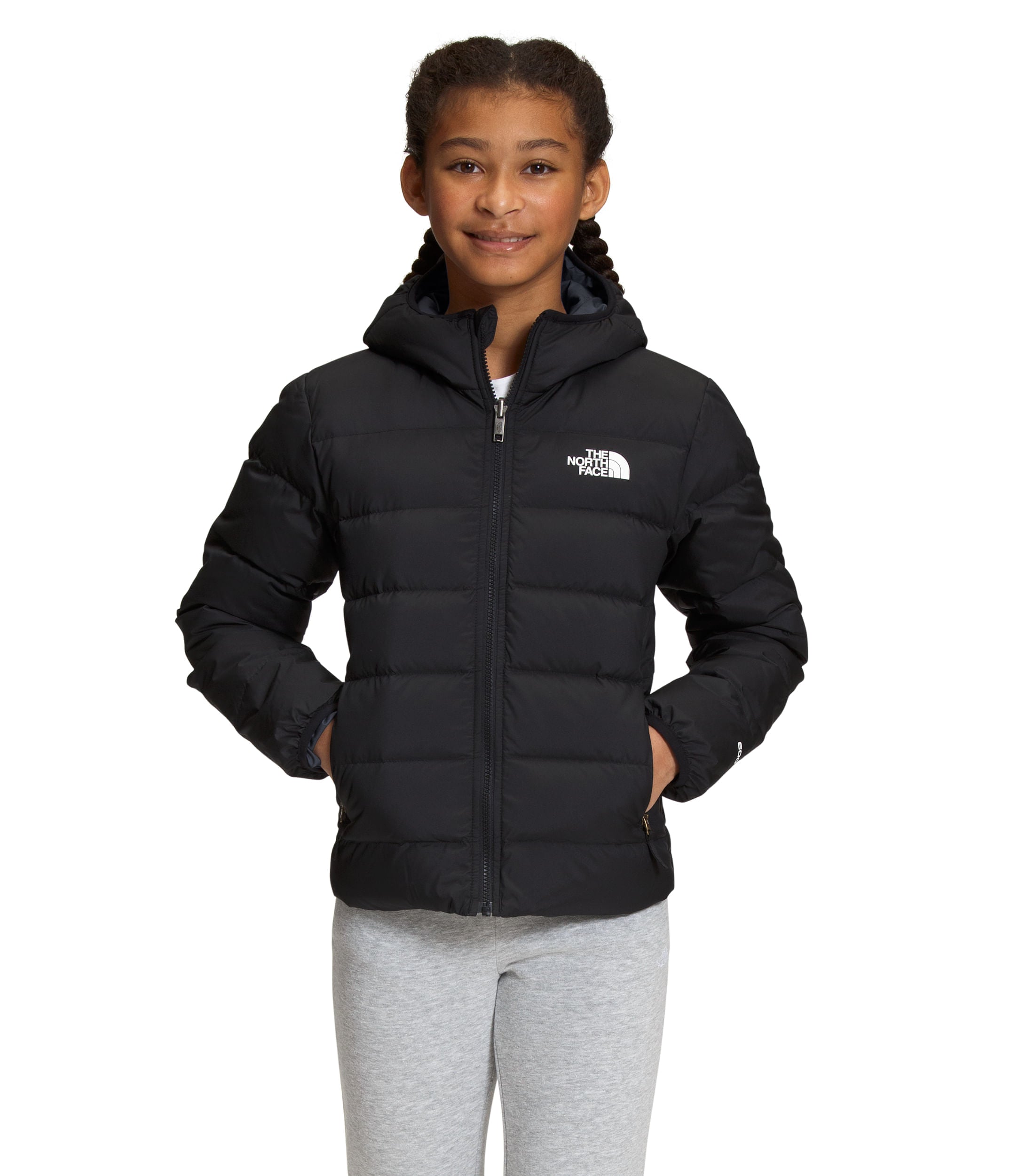 Chaqueta Reversible North Down Hooded Negra Niña The North Face - imagen 1