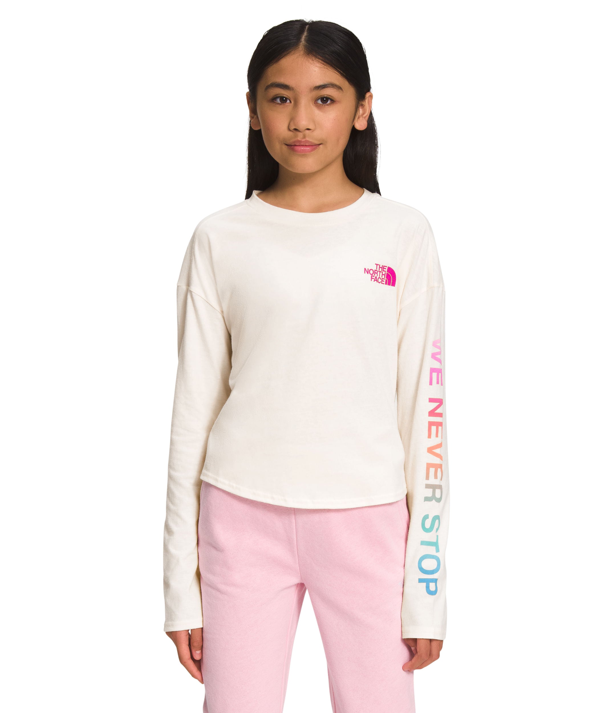 Camiseta Graphic Tee Manga Larga Blanca Niña The North Face - imagen 1